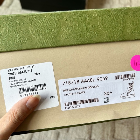 NIB Authentic Dali Soft Leather Technical Jersey Knit GG Monogram Booties 36.5 - Picture 8 of 8